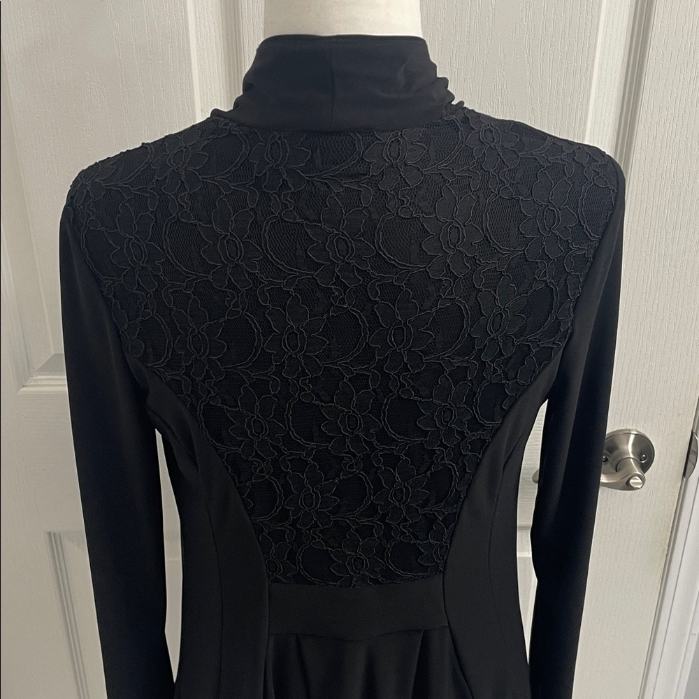 Joseph Ribkoff Elegant Fitted Black Cover Up Jacket Long Sleeves Lace Back Sz 10 - Picture 5 of 12